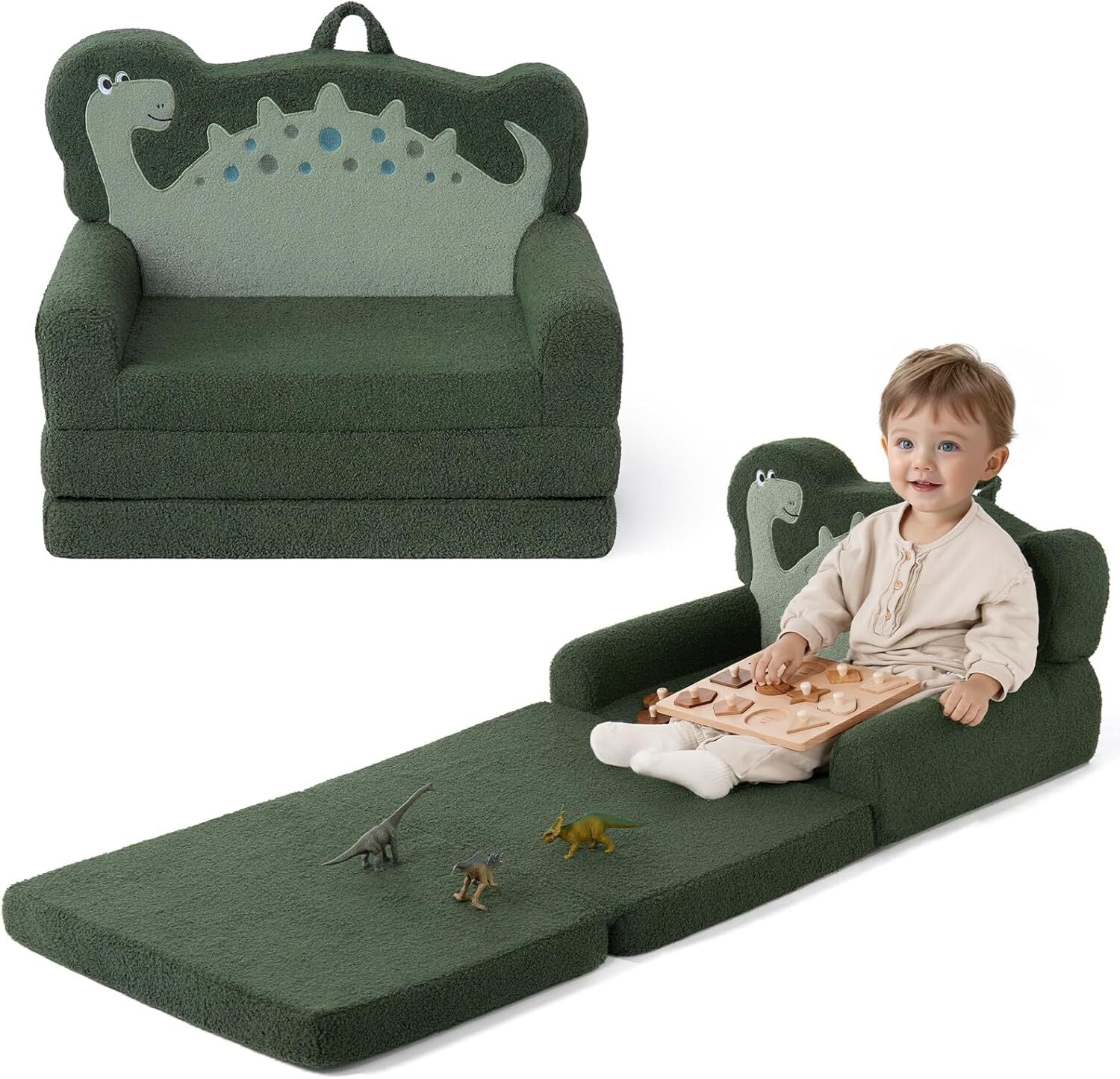 Kids Sofa, 2 in 1 Soft Toddler Folding Sofa Convertible Sofa and Recliner