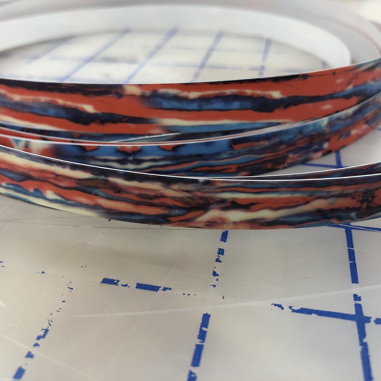 Faded Red Psychedelic Mod Drum Wrap Hoop Inlay 1/2" (Will Fit Up To 22”Set Of 2)