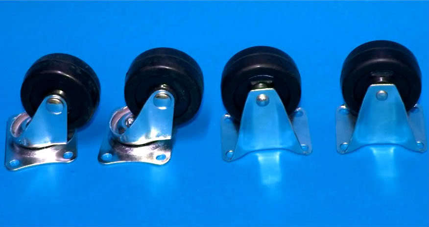 4 pcs  2" Caster RUBBER WHEEL 2 PC SWIVEL 2 PC FIXED SET