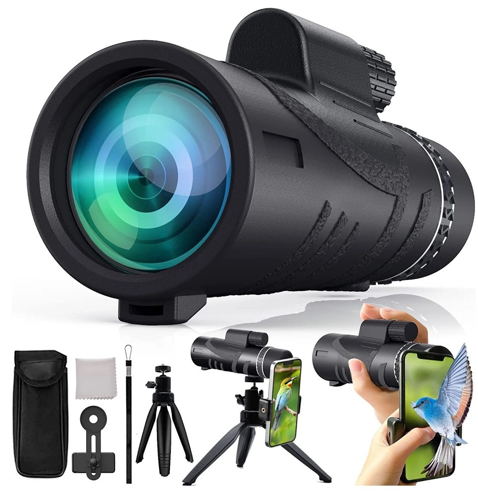 Night Vision 80x100 Telescope with Smartphone Capture Adapter and Tripod