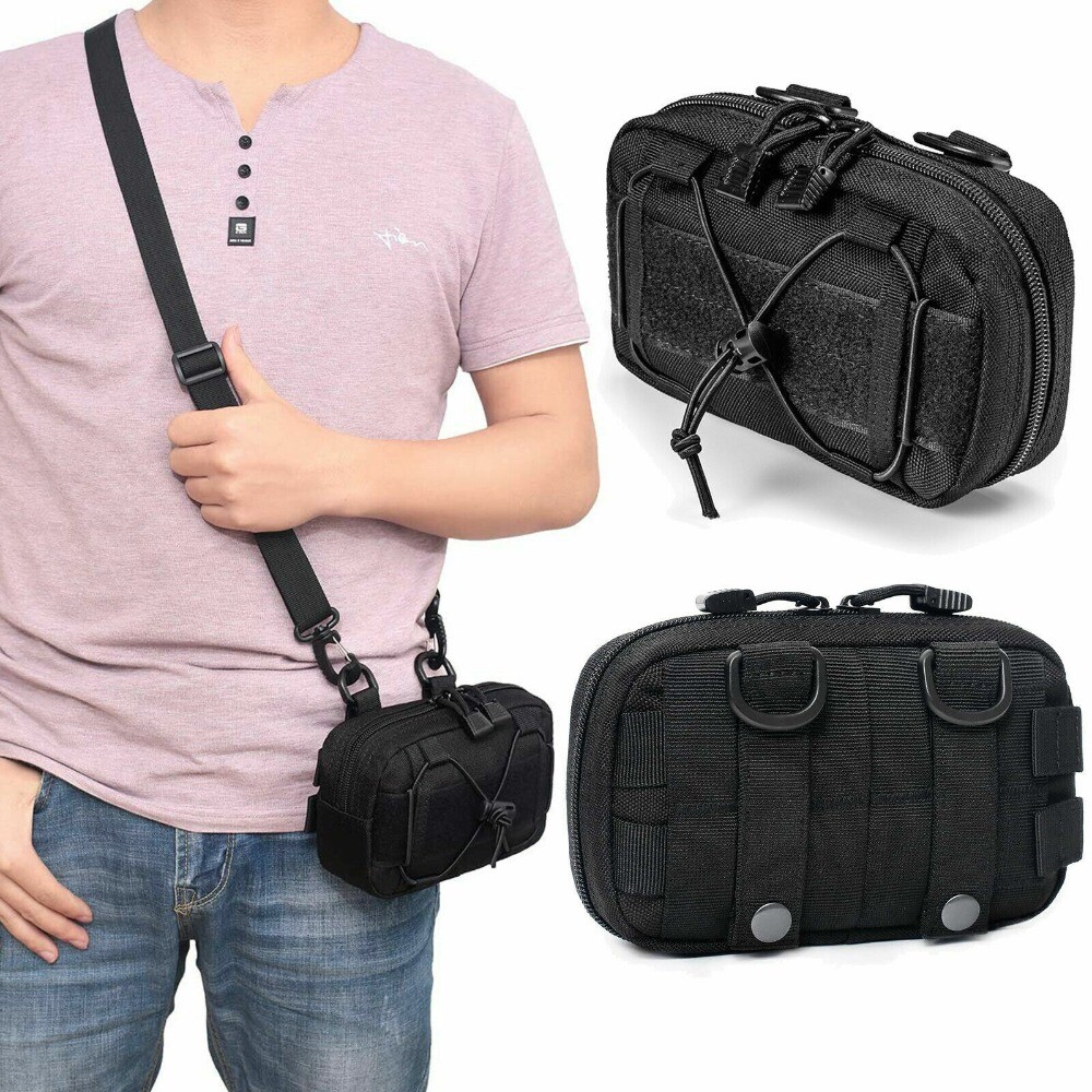 Tactical Molle EDC Pouch with Shoulder Strap Adjustable Compact Utility Pouch