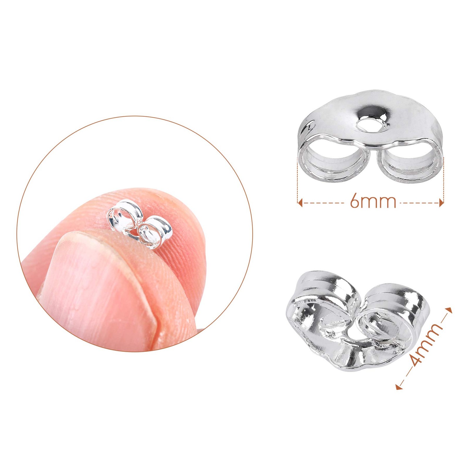 30pcs/15 Pairs 925 Sterling Silver Earring Backs Replacement Secure Ear Lockings