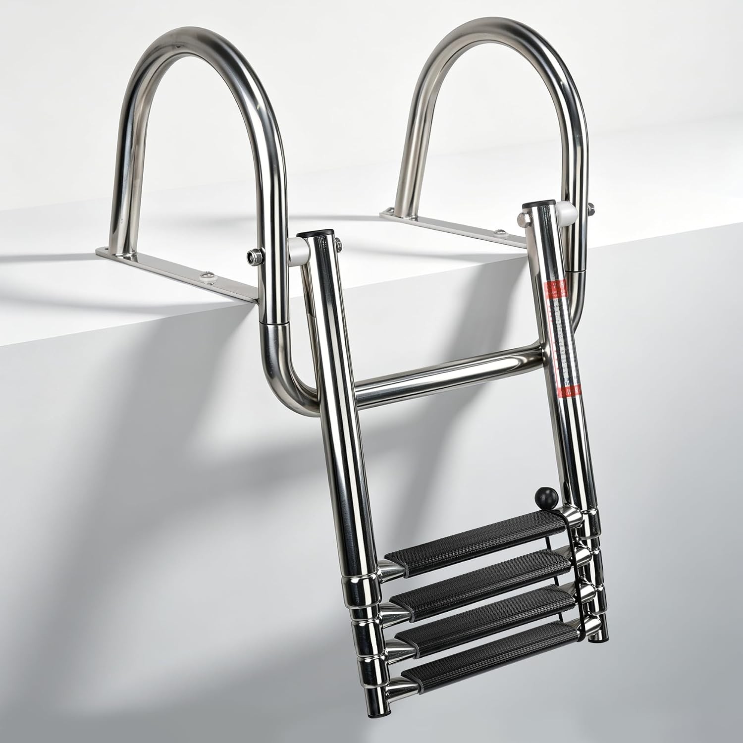 4 Step Pontoon Boat Ladder, Pontoon Ladders for Pontoon Boats,Stainless Steel Re