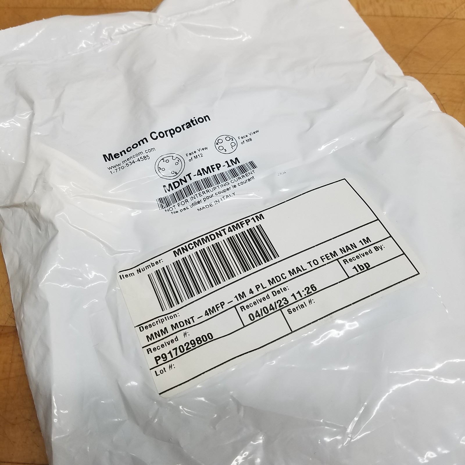 Mencom MDNT-4MFP-1M Cable, 4 PL MDC Male to Female NAN 1M - NEW