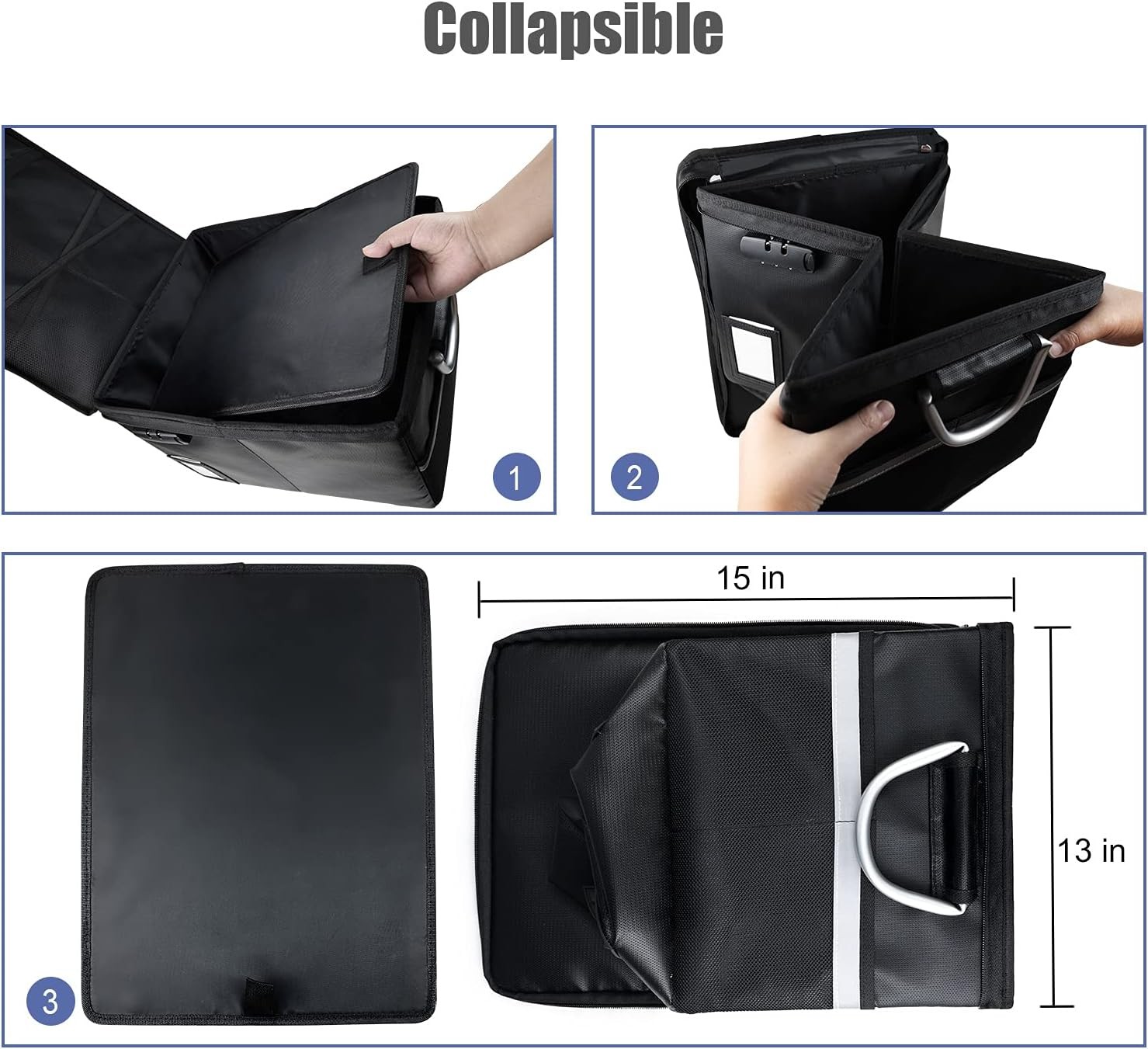 Fireproof Document File Organizer Box, Safe Box with Black-Box