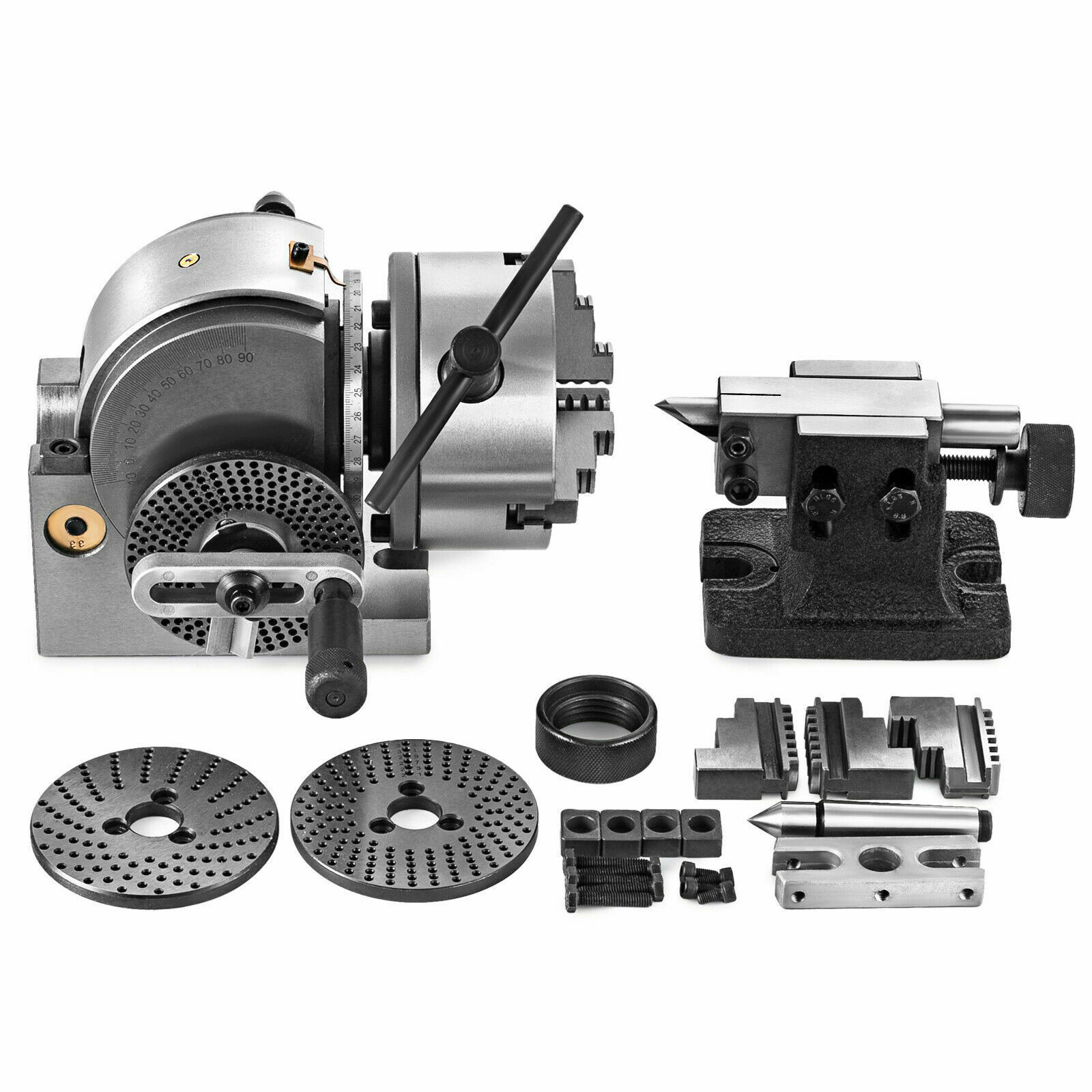 New BS-1 DIVIDING HEAD SET W 6" CHUCK FOR MILLING MACHINE Adjustable Tailstock