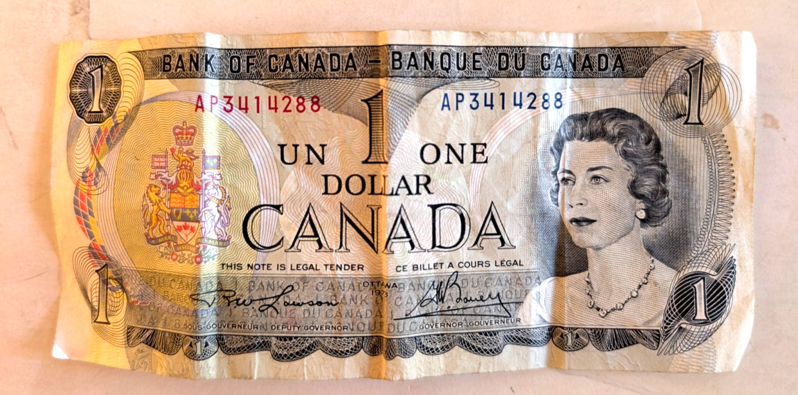 1973 Canadian Dollar $1.00 Bill