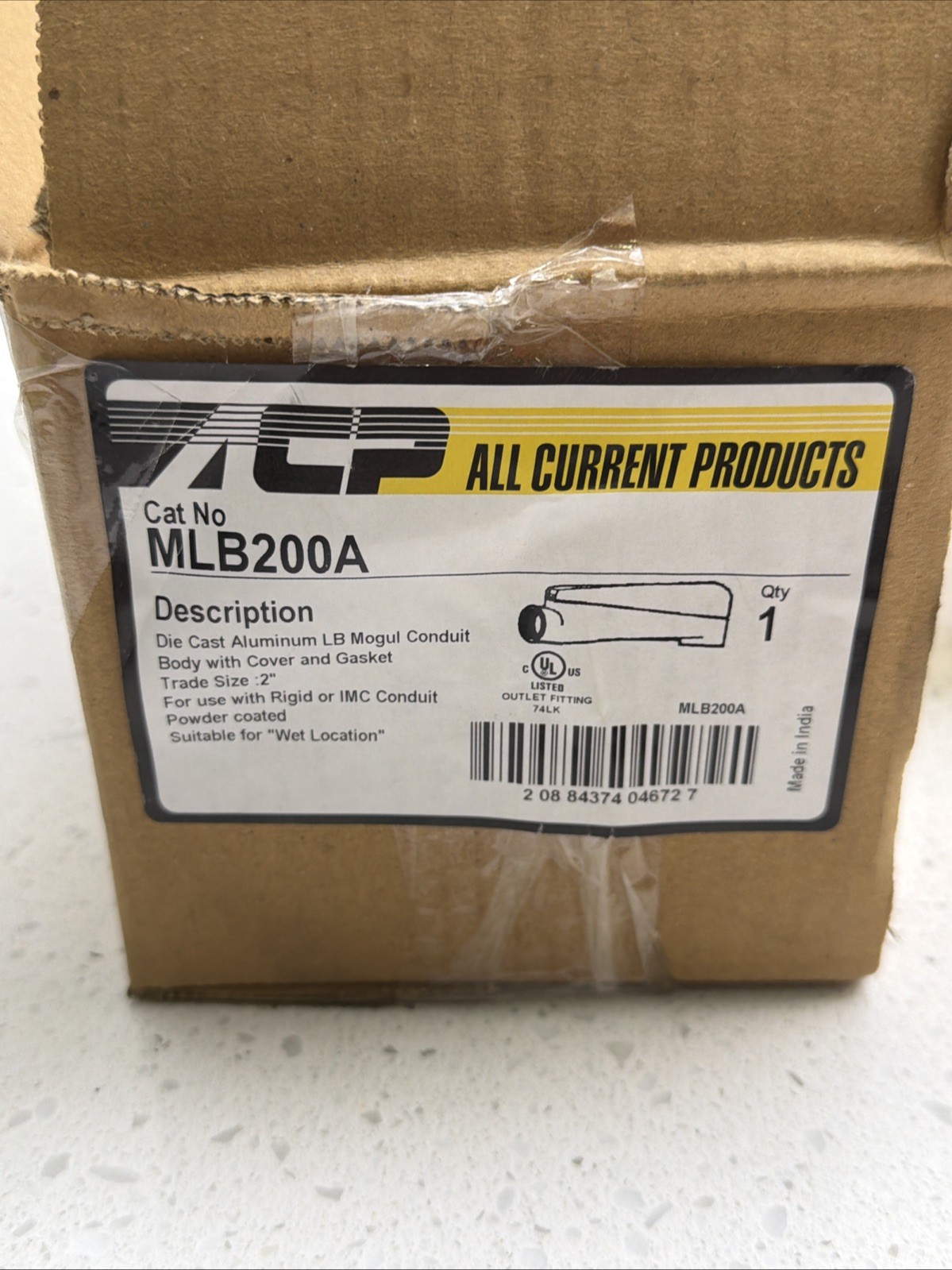 MLB200A ACP LB Conduit Body With Cover&Gasket 2” Qty1