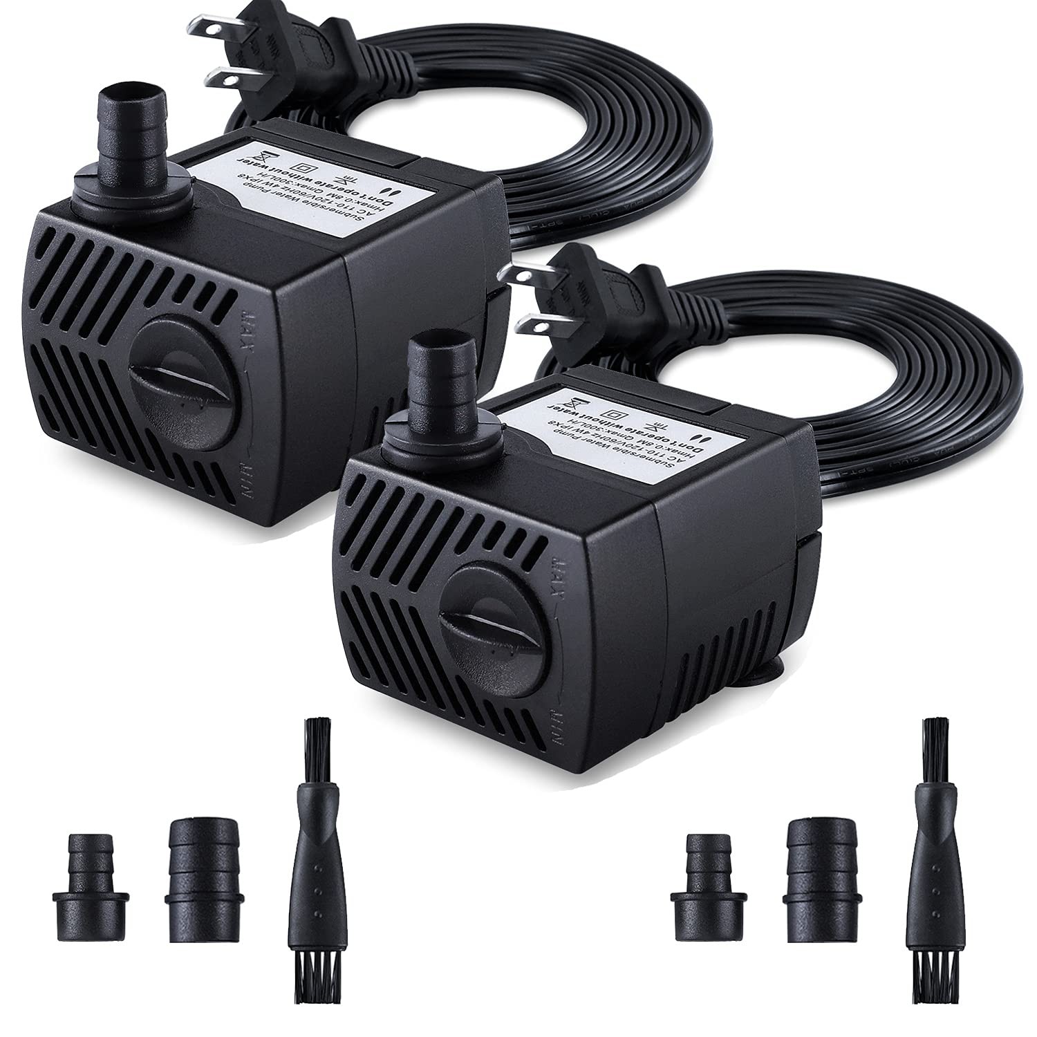 Fountain Pump 2 Packs 80GPH(4W 300L/H) Submersible Water Pump Durable Outdoor