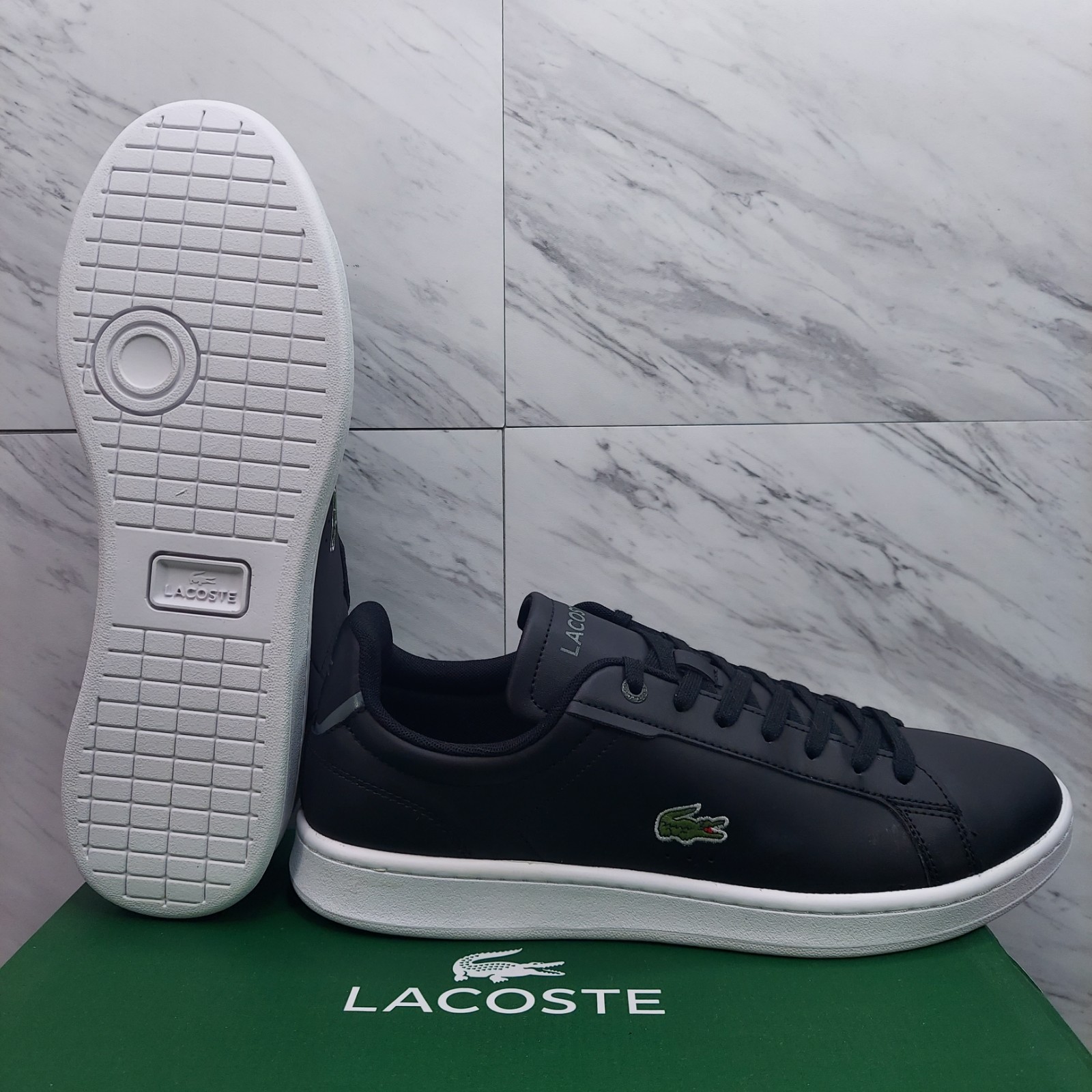 Lacoste Carnaby Pro BL23 1 SMA Men's Size 12 Sneakers Lace-Up Shoes Black/White