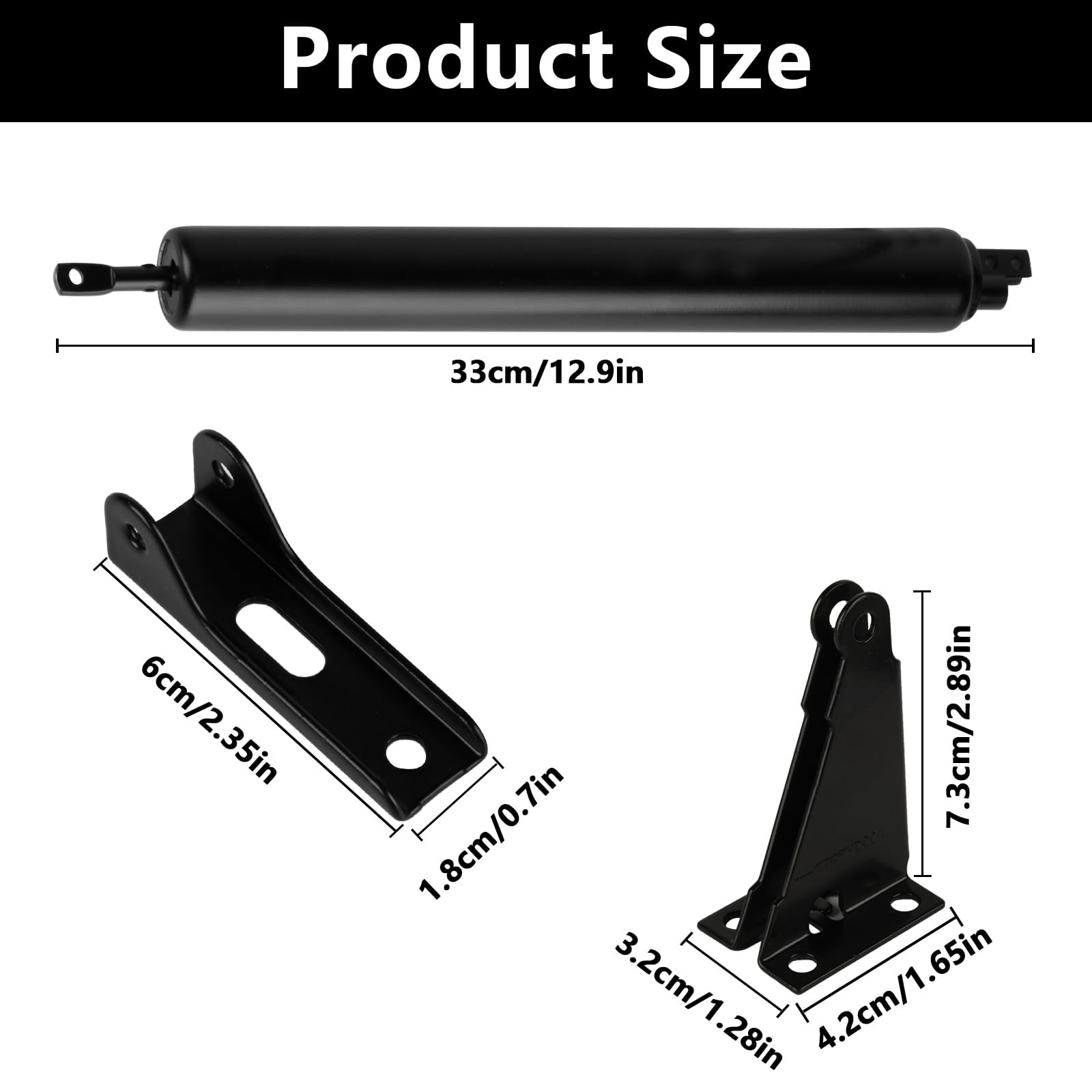 1 PCS Black Pneumatic Screen Storm Door Closer Bracket Adjustable Spring