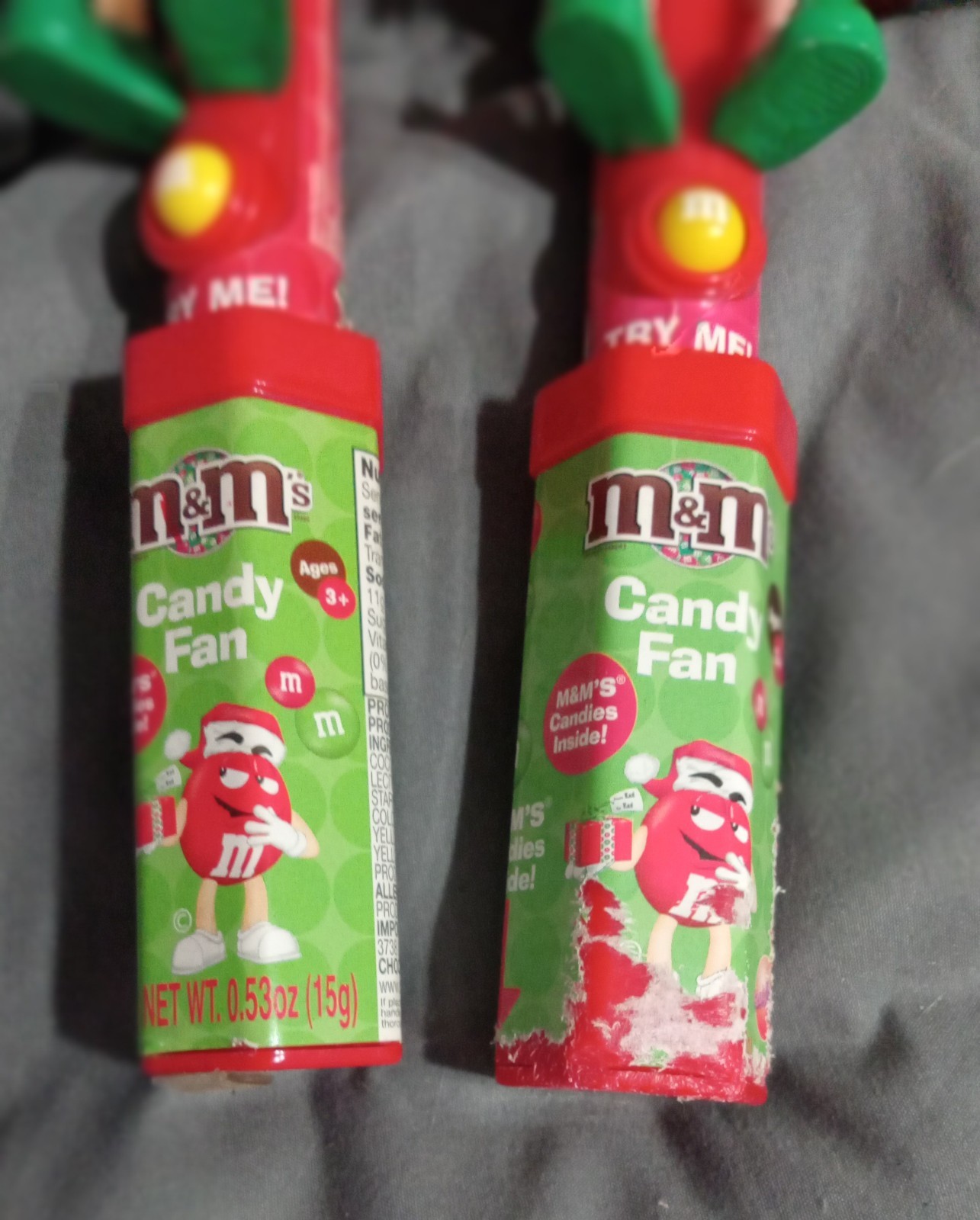 TWO-M&Ms Christmas Red Character Candy Fan Dispenser Without Candy