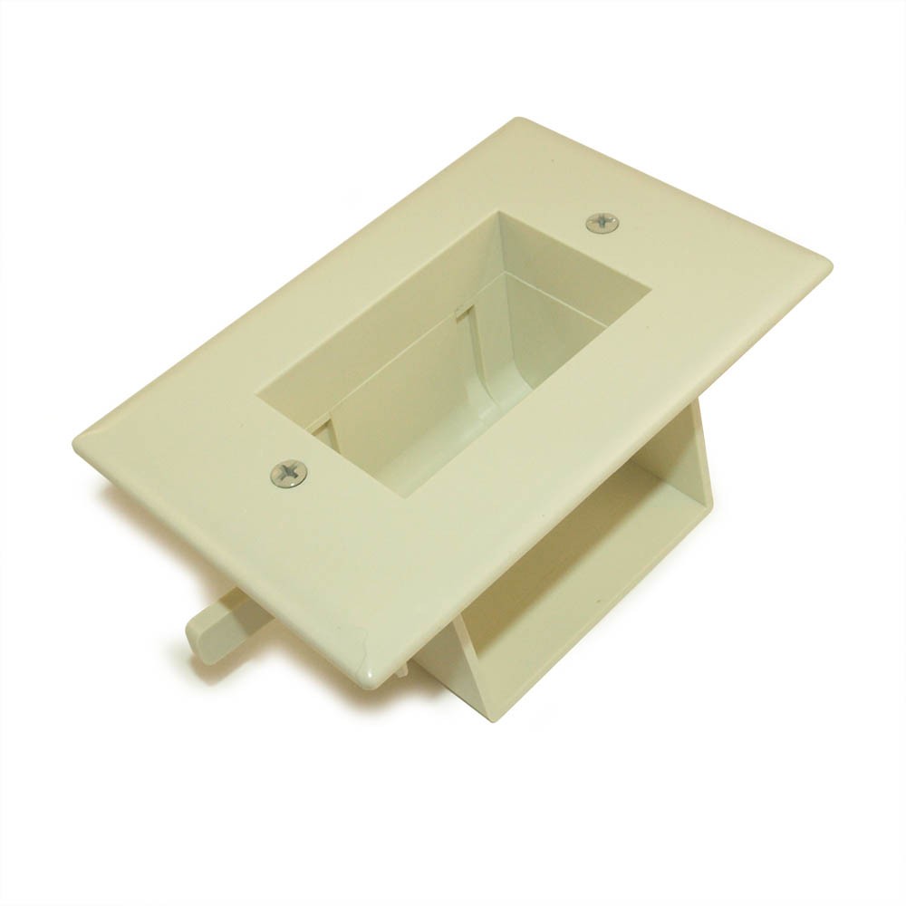 Wallplate: Recessed Low Voltage Cable Pass-Thru w/Easy Mount Lt Almond