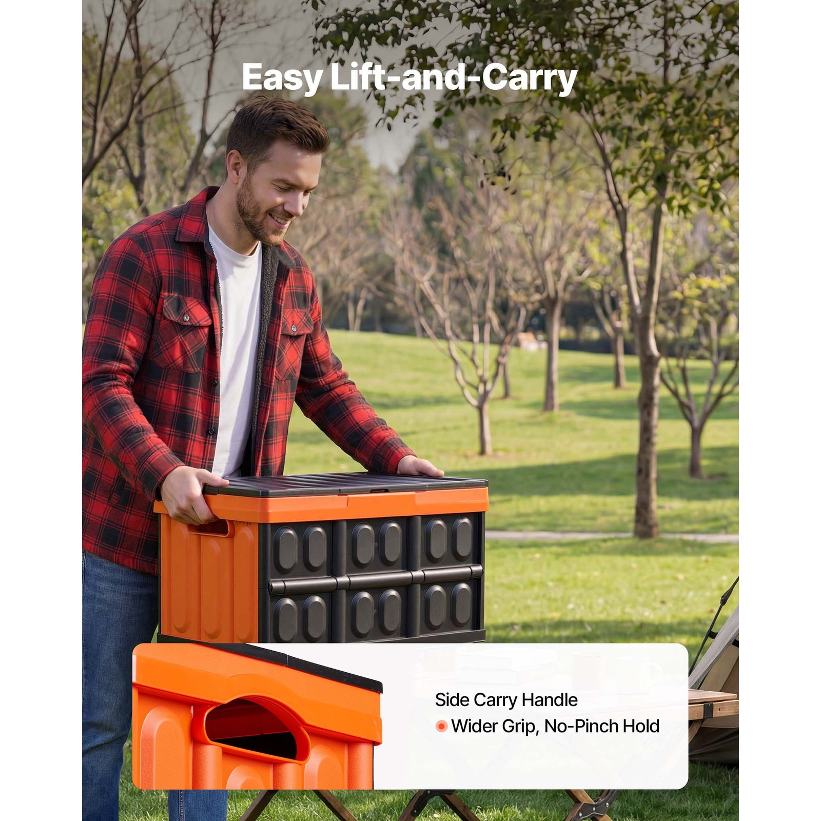 45L PP Foldable Storage Bins 3-Pack, Holds 44lb, Stackable