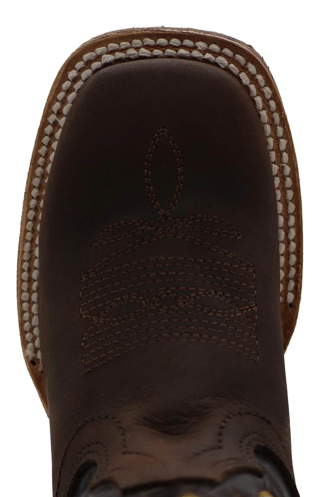 Kids Genuine Leather Western Square Toe Brown Boys Cowboy Boots