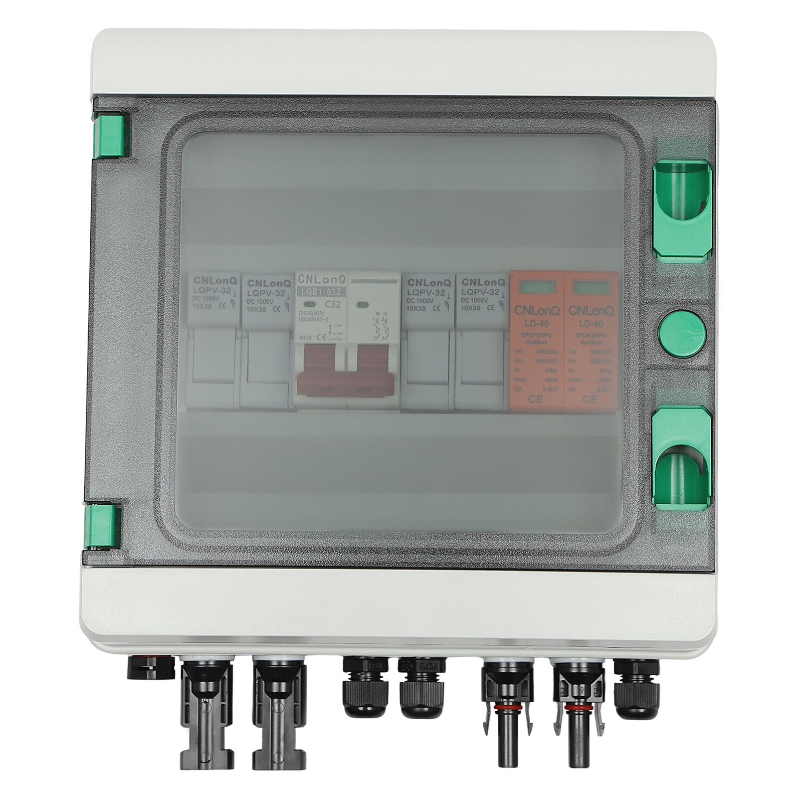 2 String Solar Combiner Box Switch Circuit Breaker Protector Box Waterproof 500V