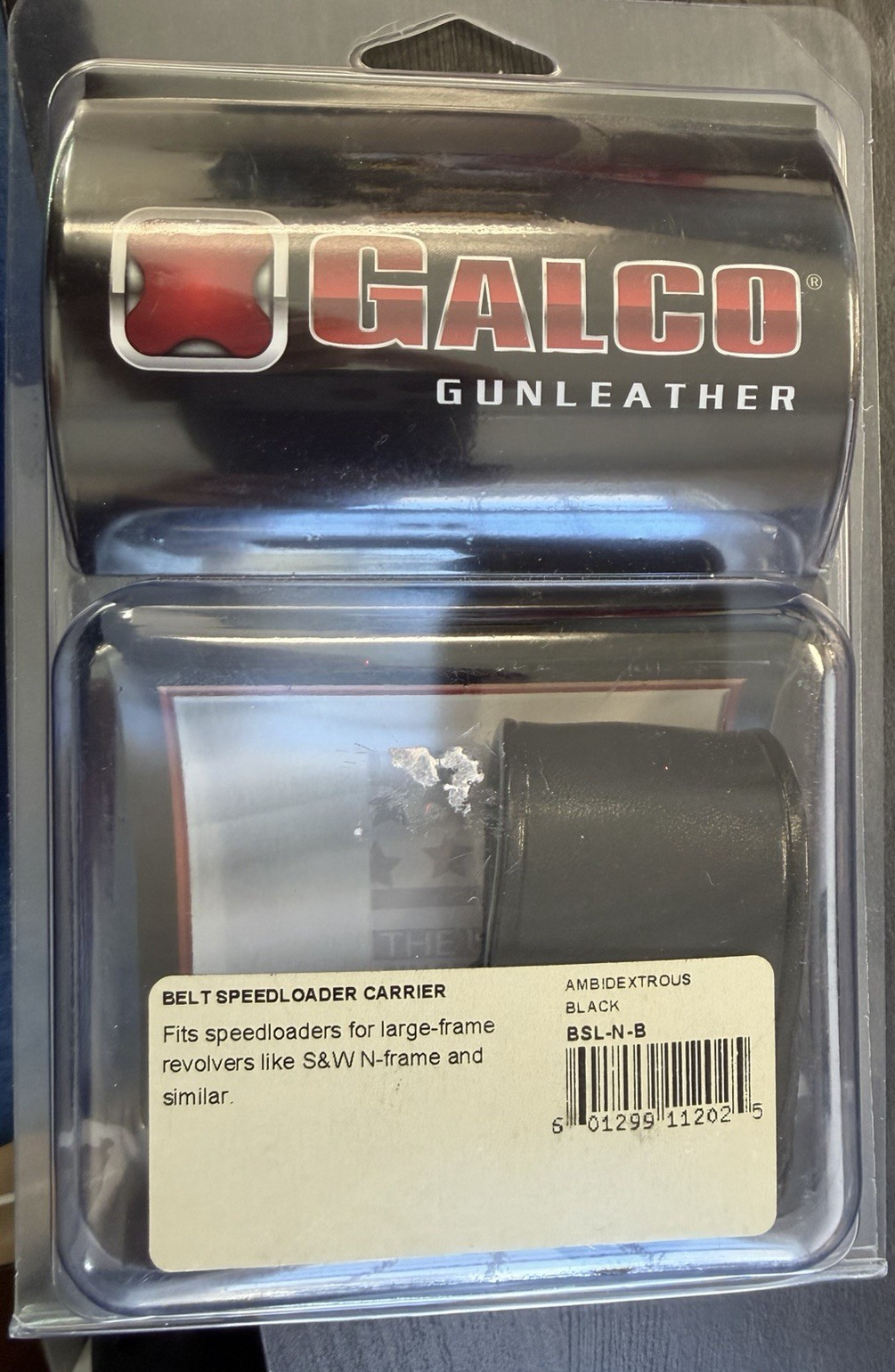 Galco Belt Speedloader Carrier for lg frame revolvers Ambidextrous Black BSL-N-B
