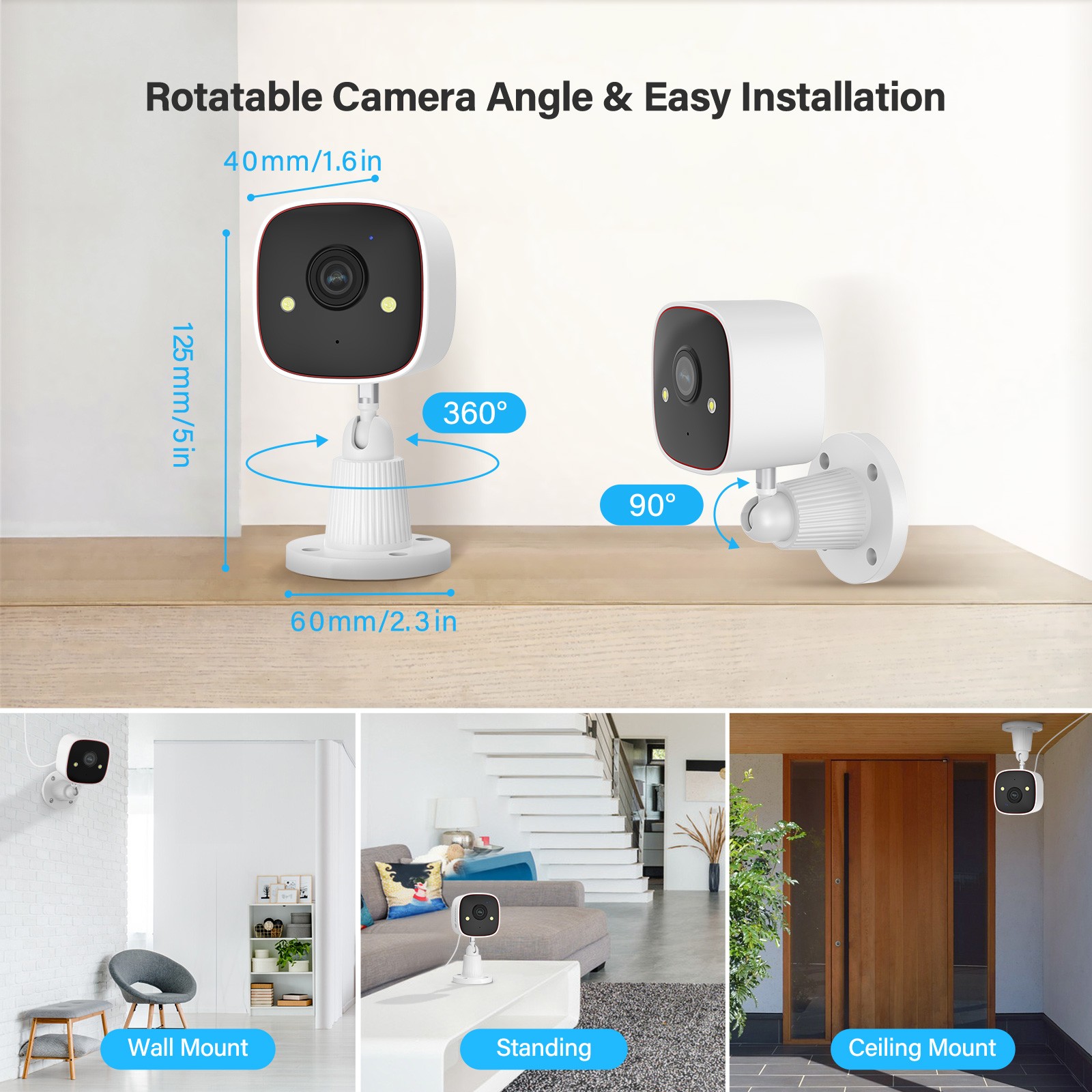 4-Pack 2.4G WiFi 3MP Security Camera System Smart Outdoor Color Night Vision