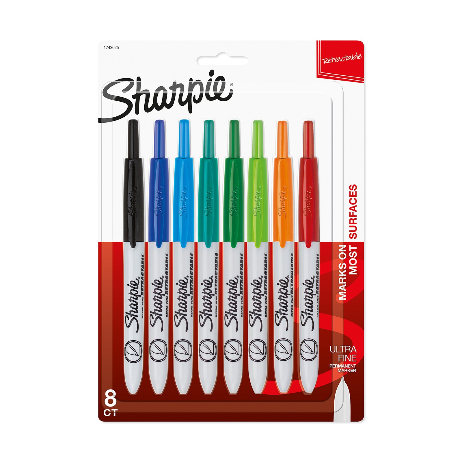 Permanent Markers Retractable Ultra Fine Point 8 Count