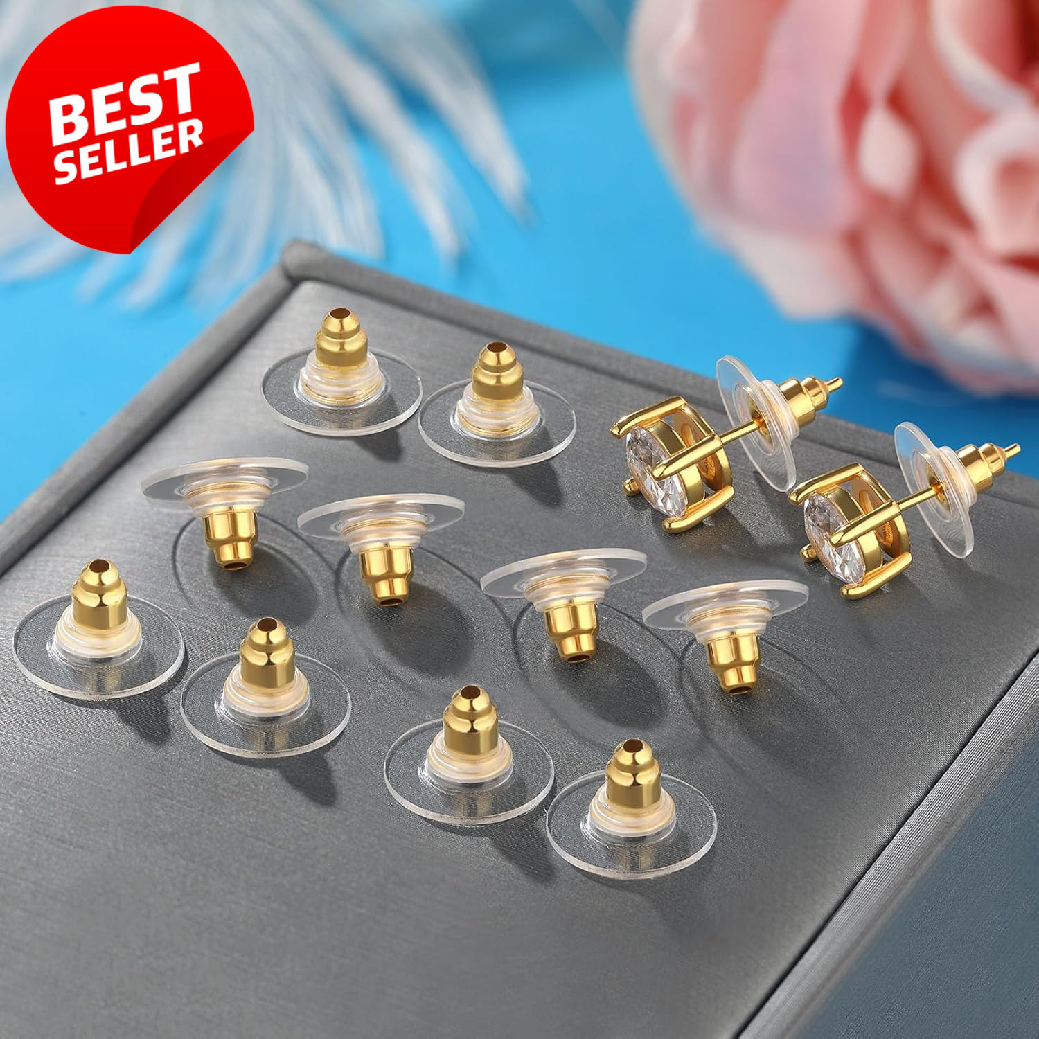 100pcs Gold Fishhook Earring Backs Bullet Clutch for Studs & Hoops - US