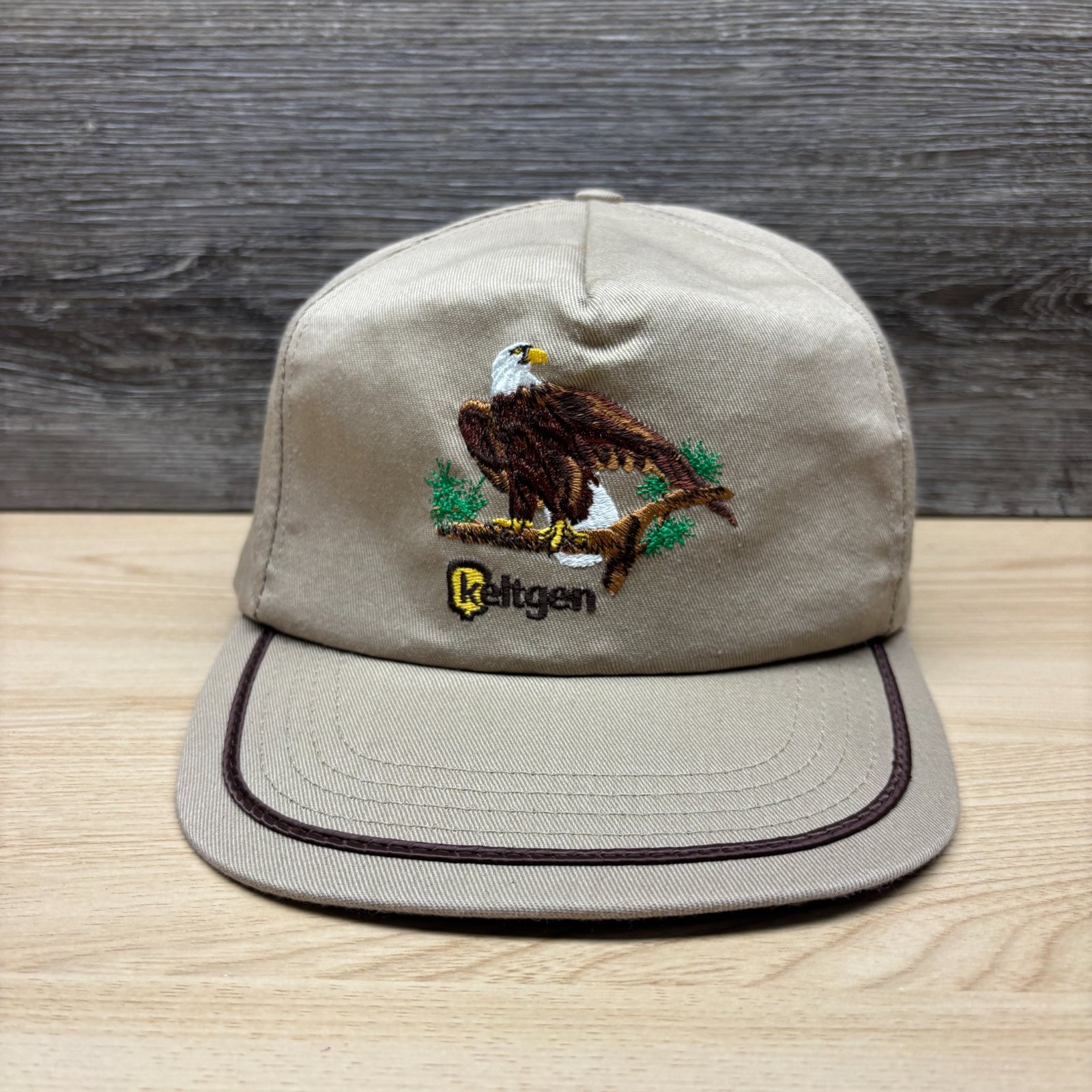 Vintage Keltgen Seed Hat Cap Snap Back Beige Eagle Farm Agriculture Promo Youth