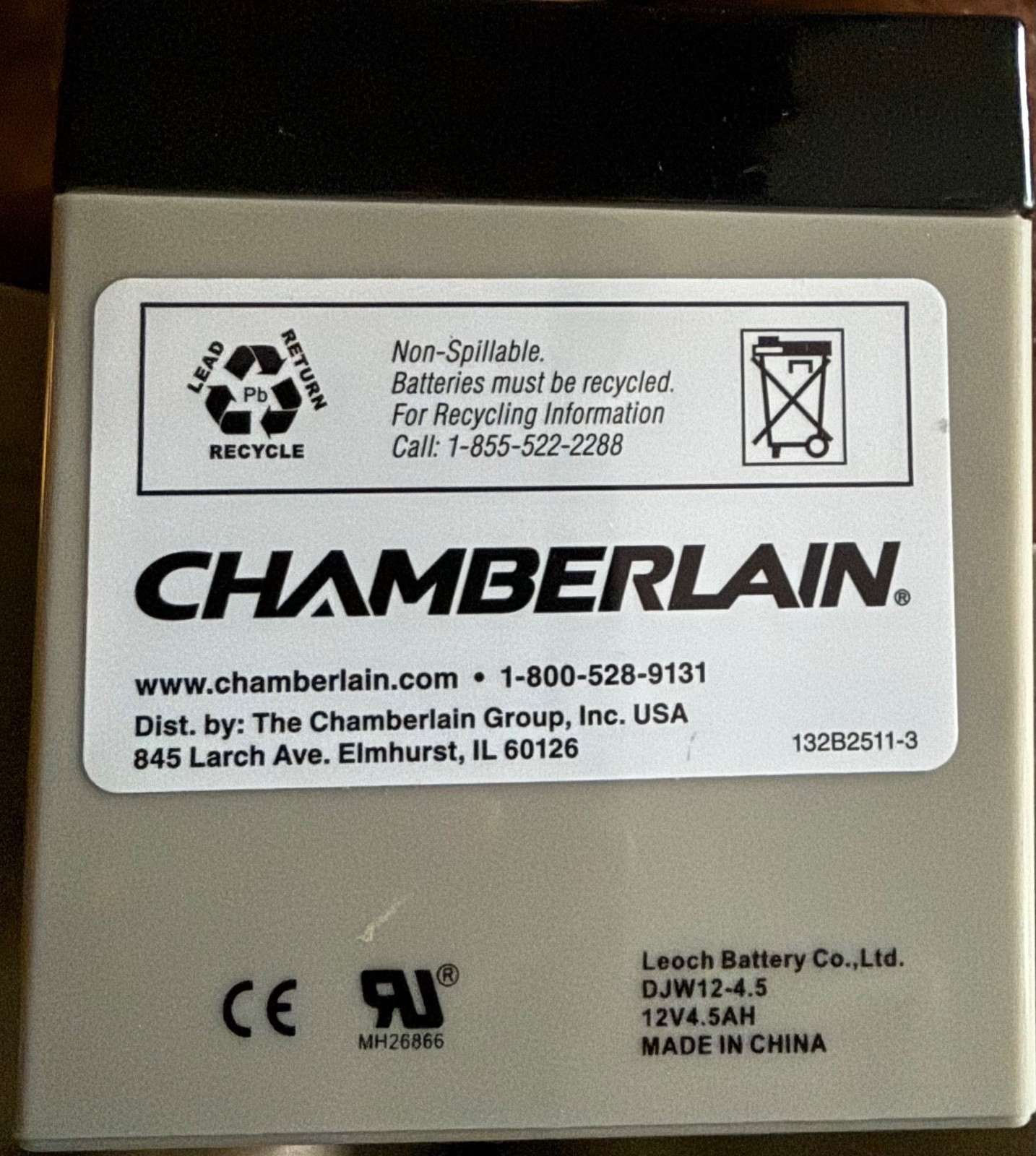 OEM Chamberlain 4228 Battery Backup System Replacement Battery