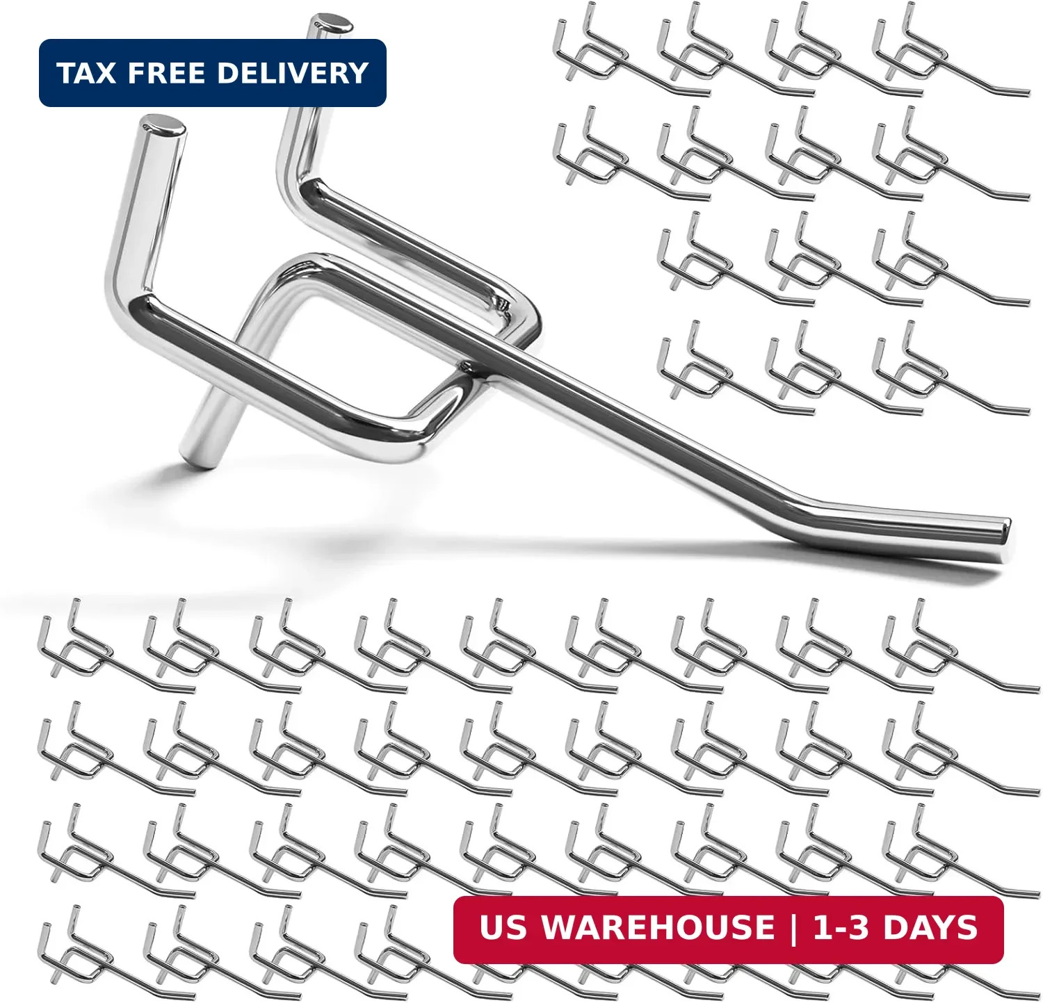 JEAWIWI 50 Pack 2 Inch Metal Pegboard Hooks, Fit 1/4 in and 1/8 in Peg Board Org