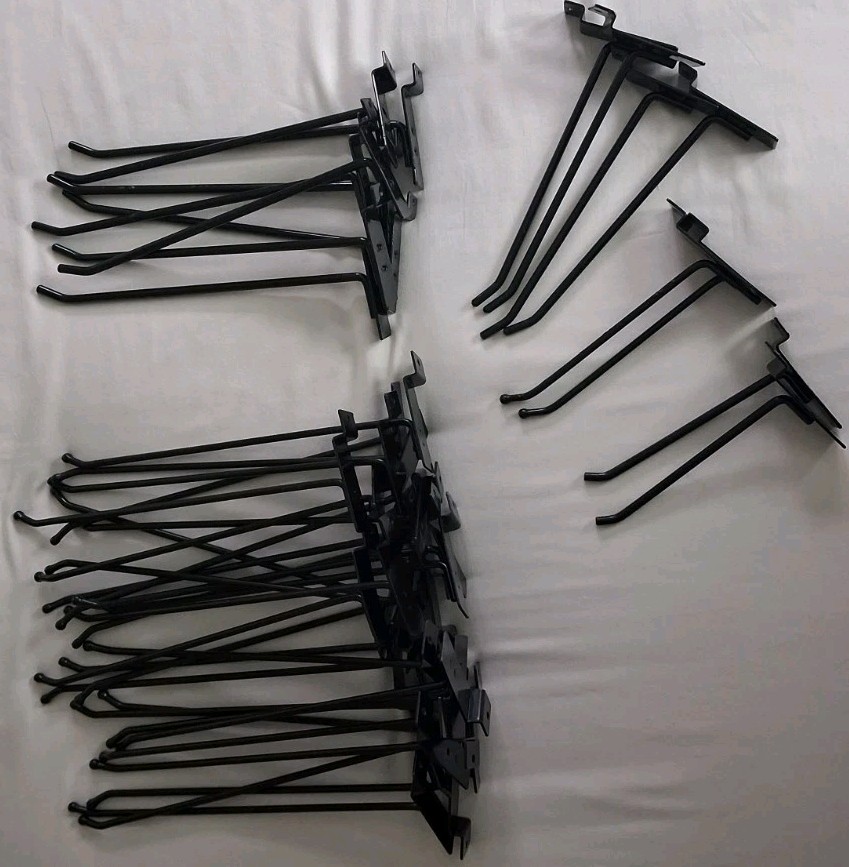 Black Metal Pegboard Hooks Lot of 45 Mixed Sizes Retail Display Hardware