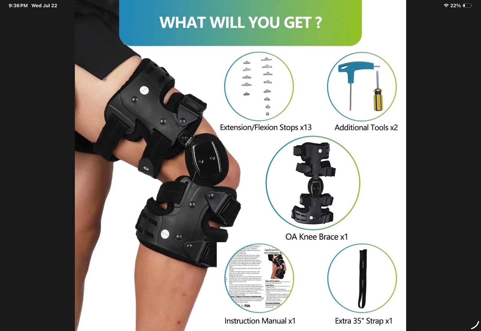 OA Unloader Knee Brace, Left Knee