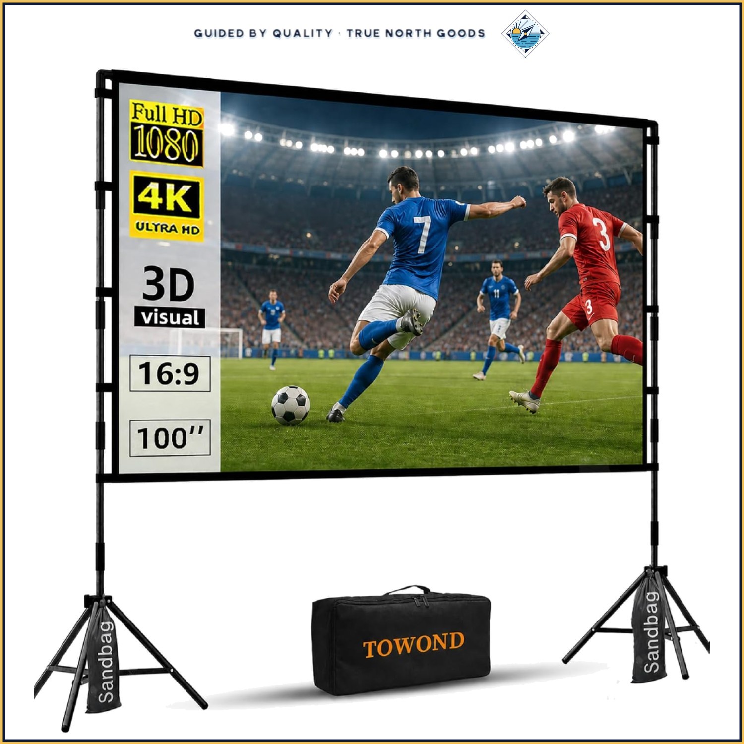 Lightweight Tripod Projector Screen for 4K Movies with 160-Degree Viewing Angle