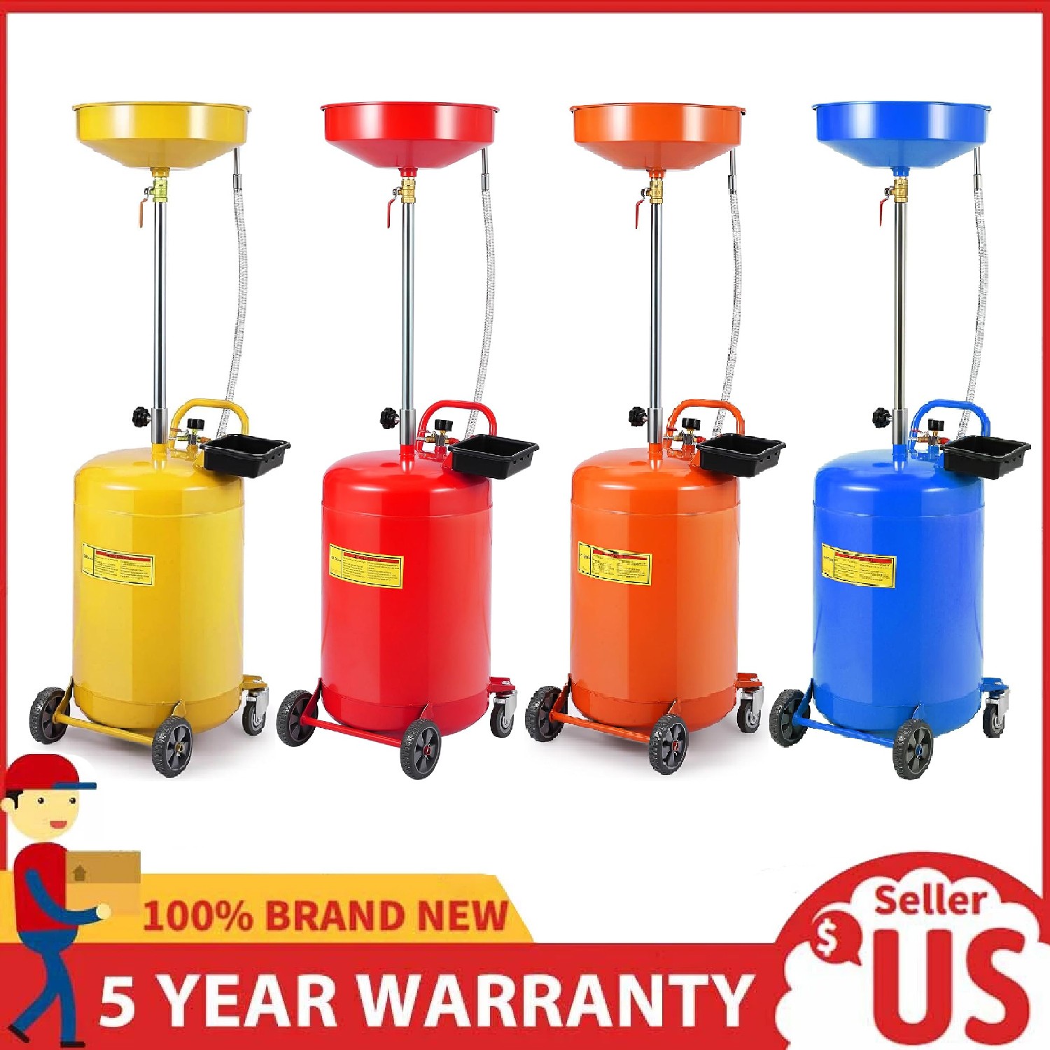 8 / 20 Gallon Waste Oil Drain Tank ,Air Operated Portable Oil Drainer Container