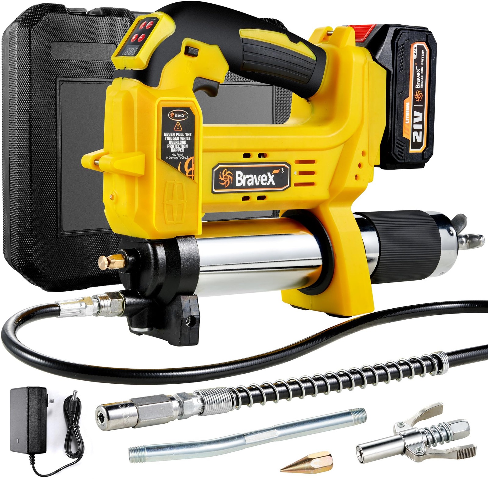 Cordless Grease Gun, Battery Powered 12,000 PSI Electric Grease Gun, W/T Recharg