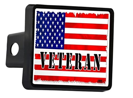USA American Flag Military Veteran Trailer Hitch Cover Plug US Patriotic USA