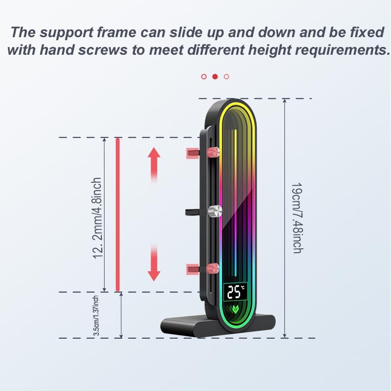 ARGB GPU Support Bracket, Universal GPU Bracket with Temperature Display, Gra...