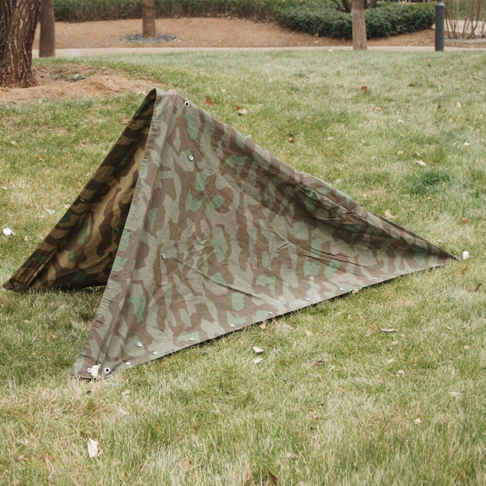 WW2 GERMAN SHELTER QUARTER TEND SPLINTER CAMO REVERSIBLE TENT ZELTBAHN PONCHO