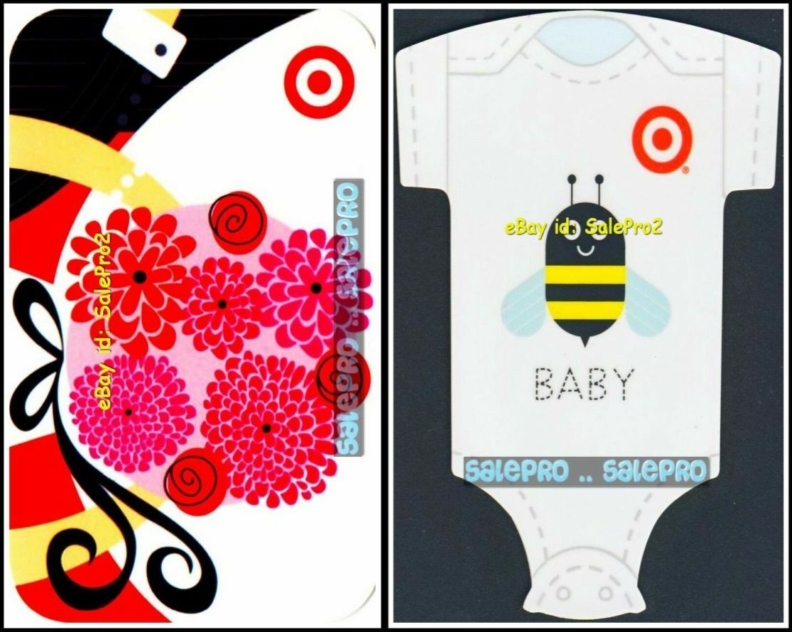 2x TARGET 2009 WEDDING BOUQUET BABY CLOTHES BUMBLEBEE COLLECTIBLE GIFT CARD LOT