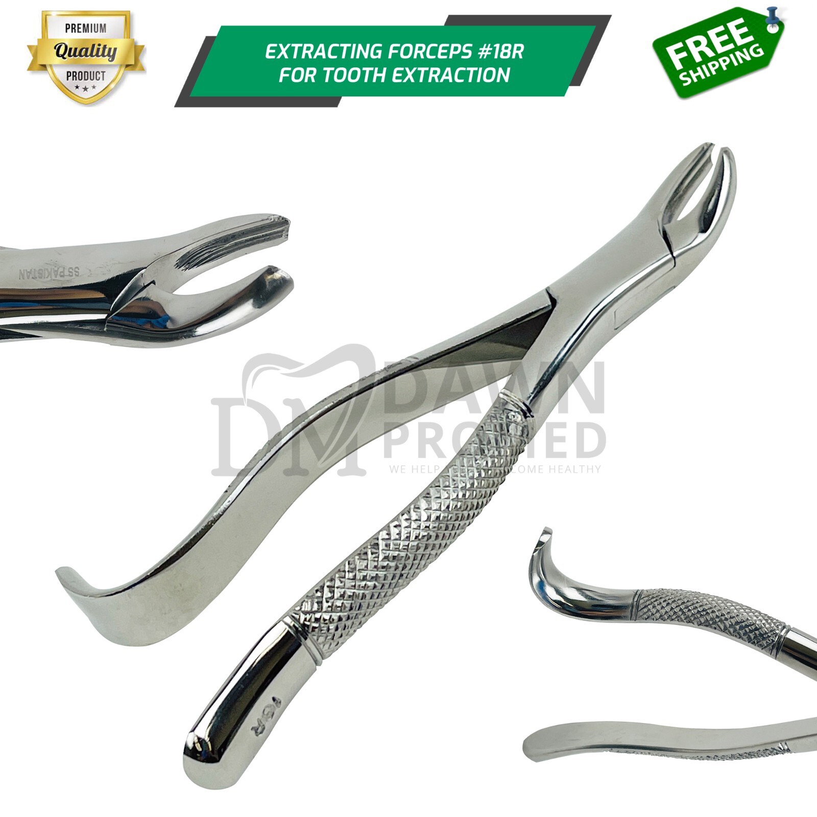 Dental Extracting Forceps #18R Right, Hook Handle Dental Surgical Instruments