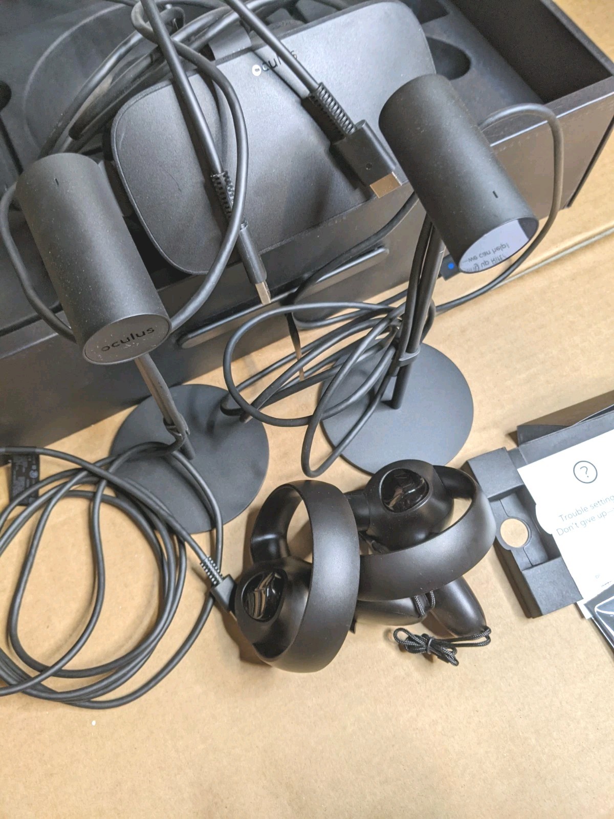 Oculus Rift CV1 VR Headset Complete Box Touch Controllers Sensors Untested Read