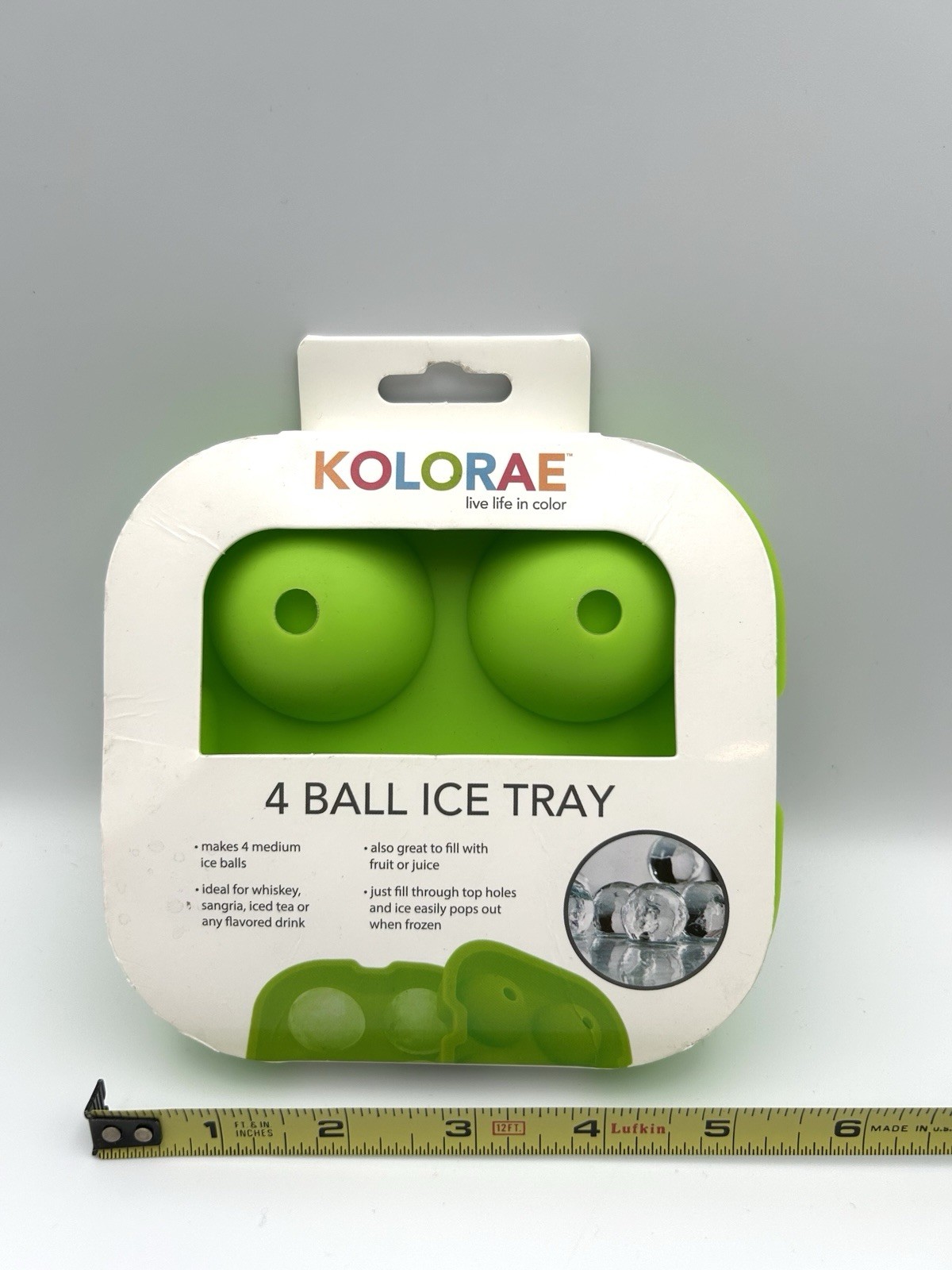 Kolorae Ice Cube Ball Mold Tray Four Medium Spheres Flexible Silicone NEW