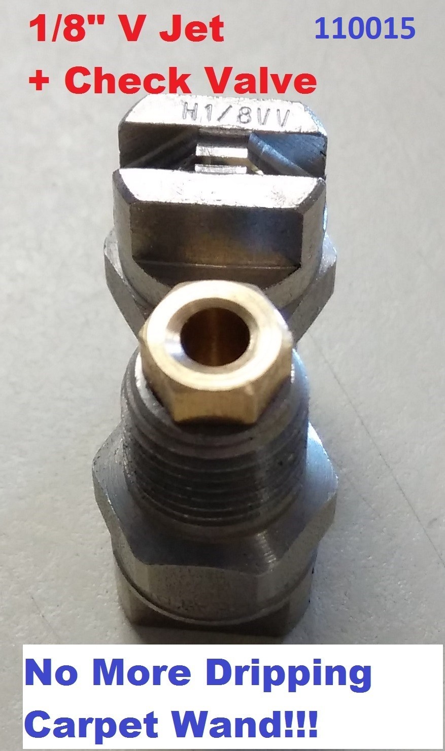 Vee Jets Spray Nozzles Stainless Steel 1/8" MPT  110015-SS1pc + Check Valve NEW
