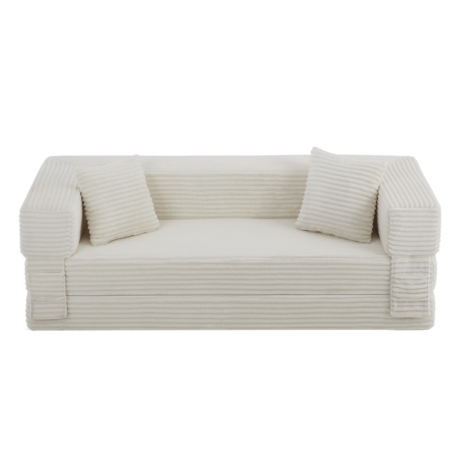 Stylish Convertible Cord Sofa Bed with Unique Two-Tier Design