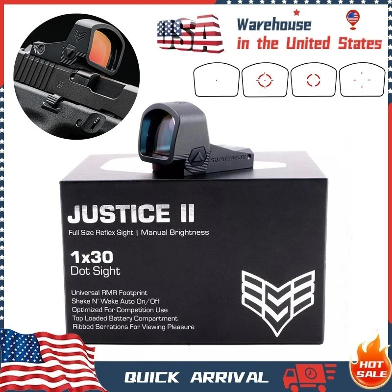 Swampfox Justice II 1x30mm 6MOA Reflex Red Dot Sight w/ Multi-Reticle For RMR