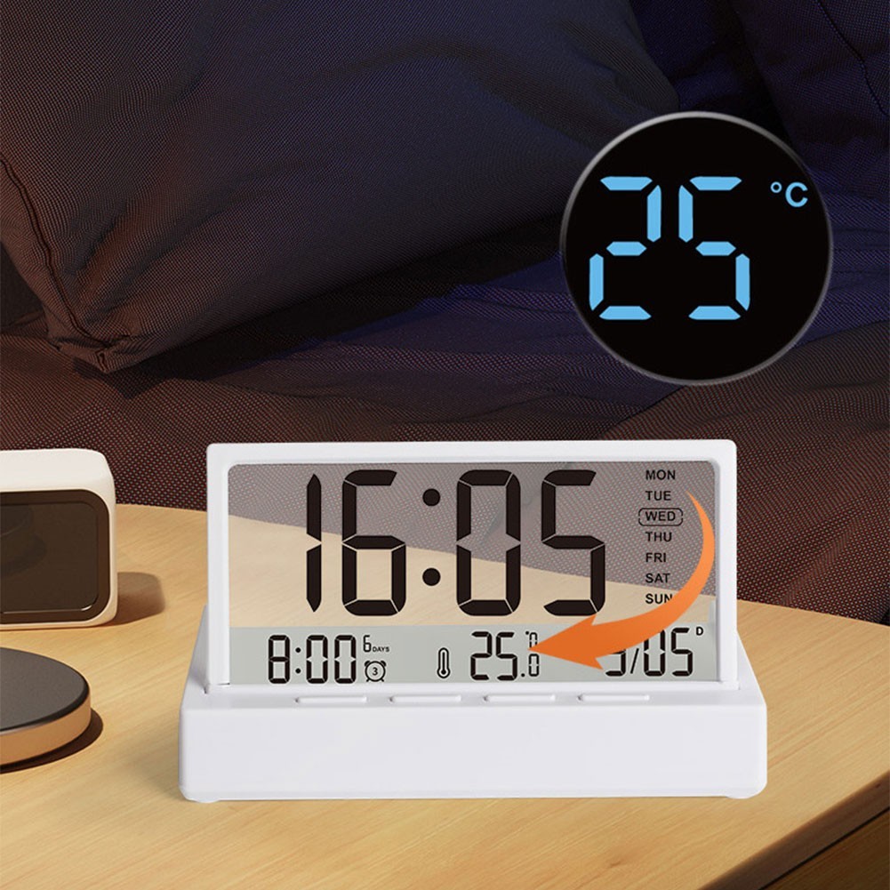 Desktop Portable Electronic Alarm Clock with Temperature Date and Week Display