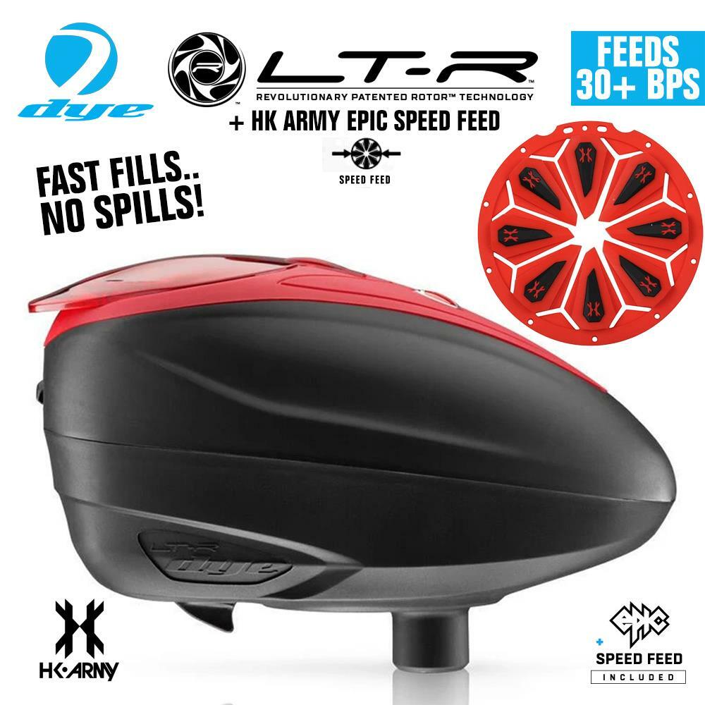 Dye LT-R Paintball Loader with HK Army Epic Speed Feed - Red LT-R + Lava SF