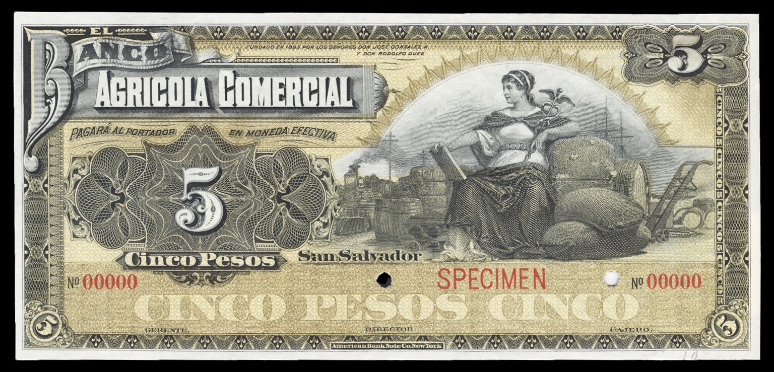 El Salvador PS102as, Specimen Banknote.