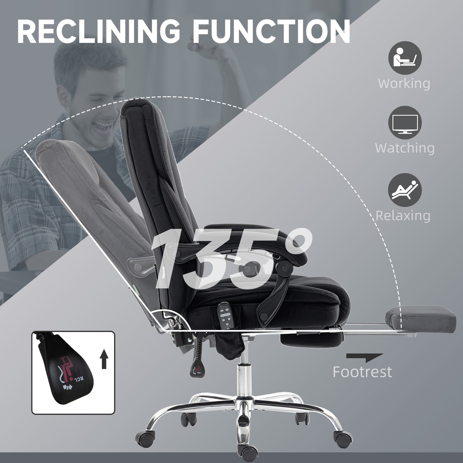 Massage Office Chair, Heated Reclining Computer Chair with Adjustable Height
