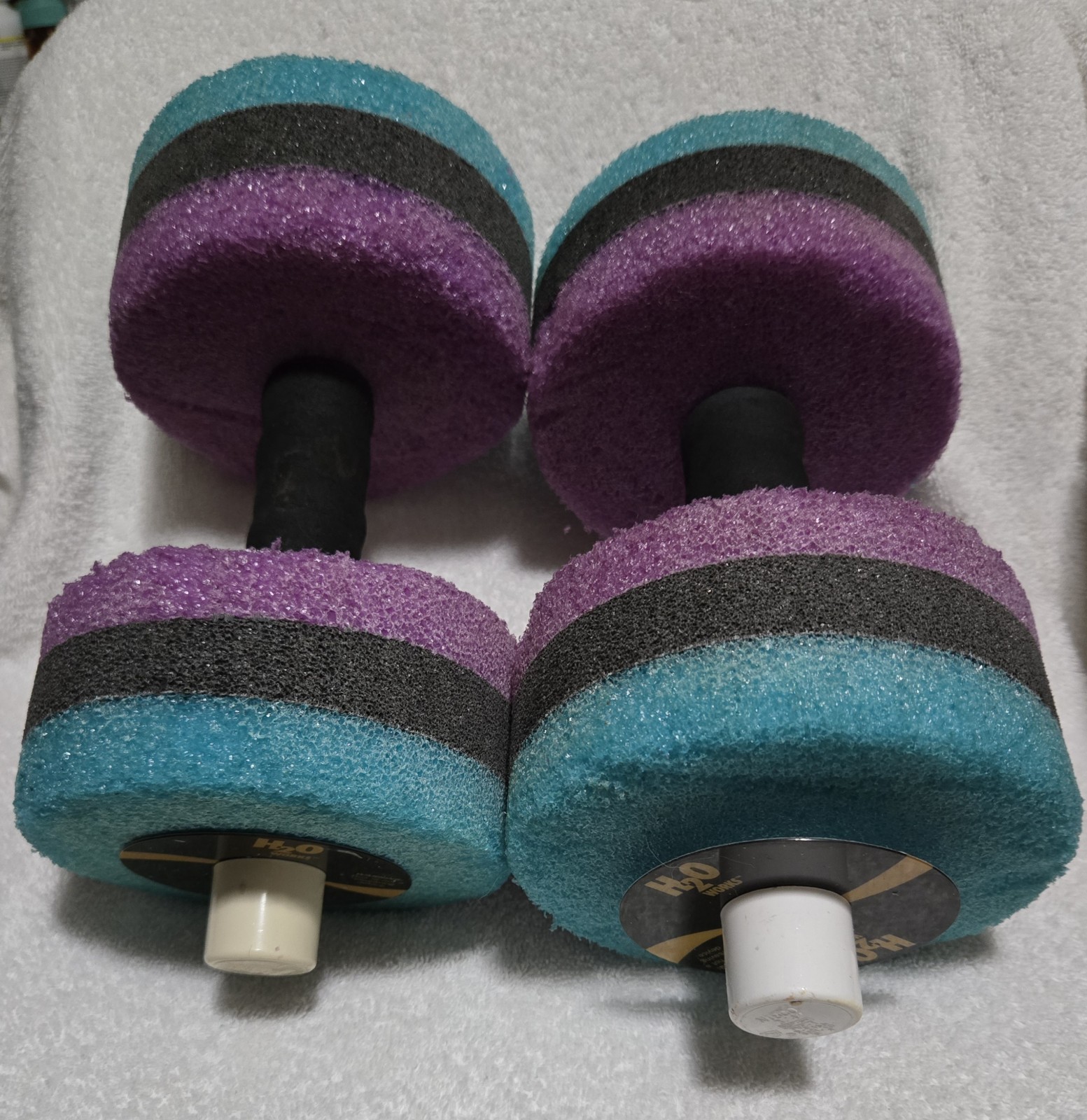 Two H20 Works Water Dumbbells for Pool Exercise made of Swim Noodle Foam--Used