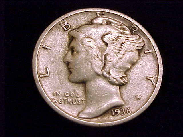 1936-P  Mercury Dime  Very Fine Grade.