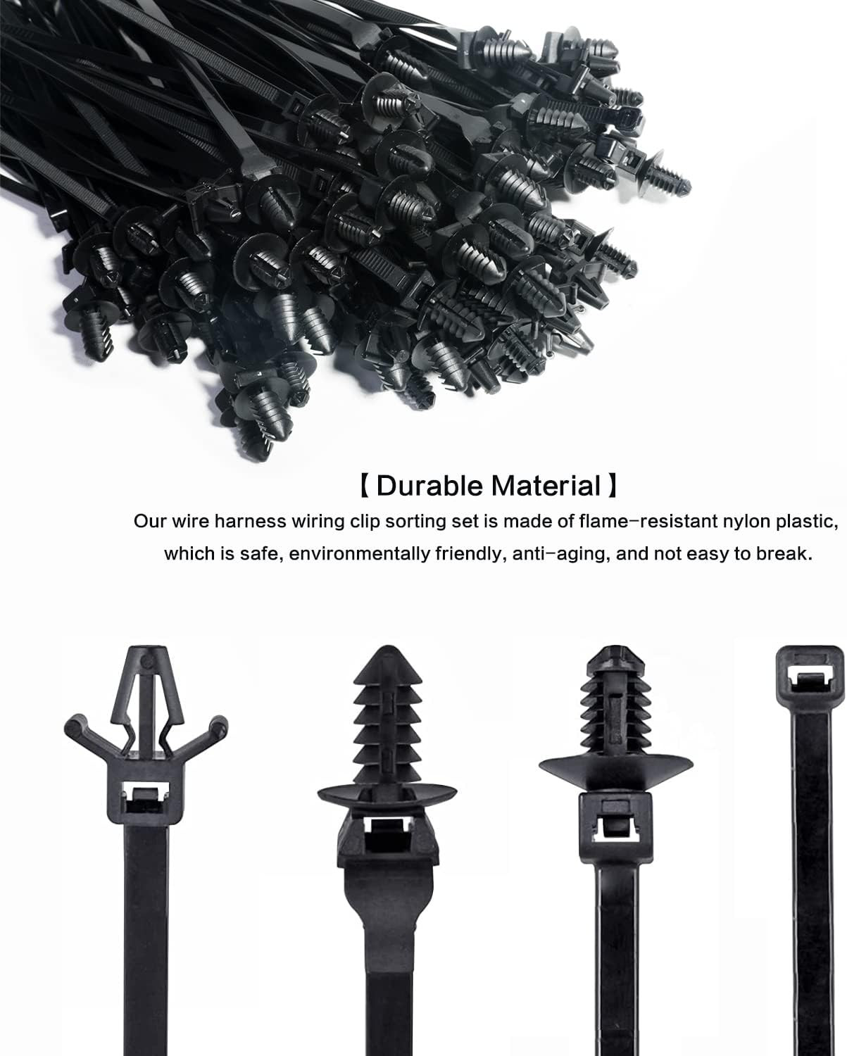 120 Packs Car Mount Wire Tie, Nylon Push Mount Cable Zip Tie Strap Self-Locking