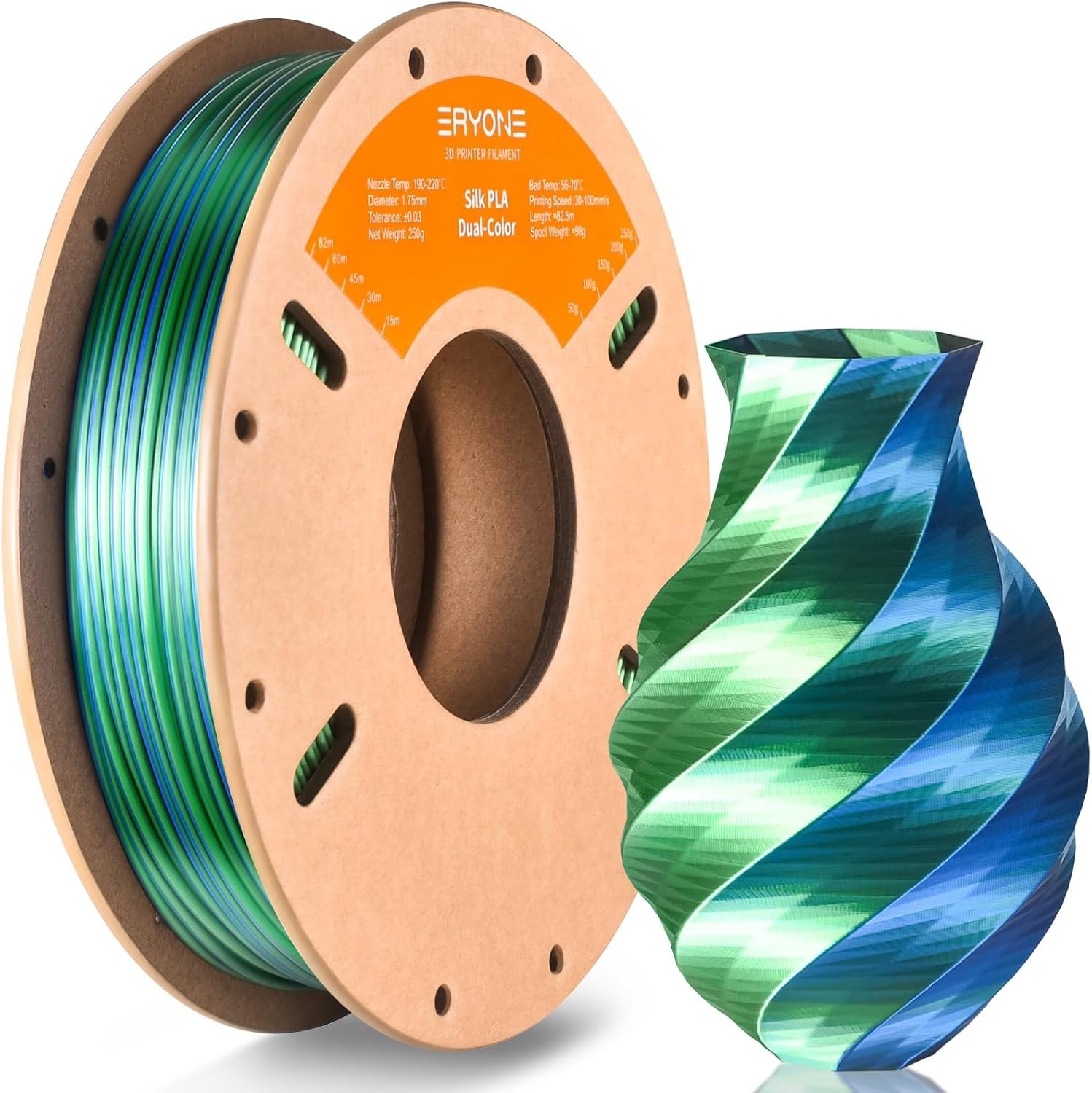 Silk Dual Color PLA Filament 3D Printer 1.75mm +/- 0.03mm, Bicolor Filame